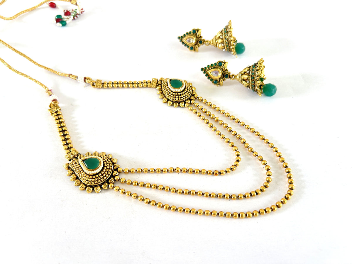 Paisley Gold Long Necklace Set