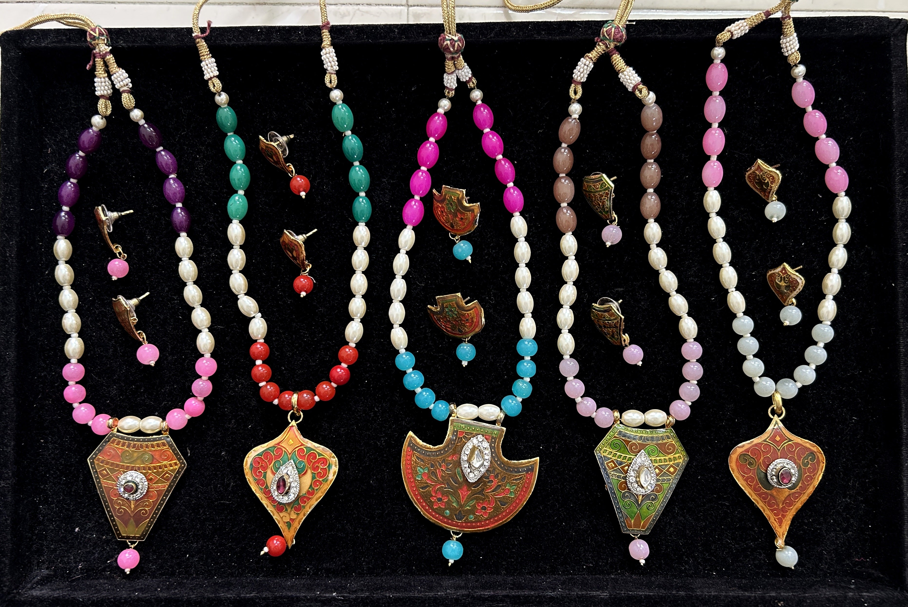 Meenakari Pearl Necklace Set (10 Sets)