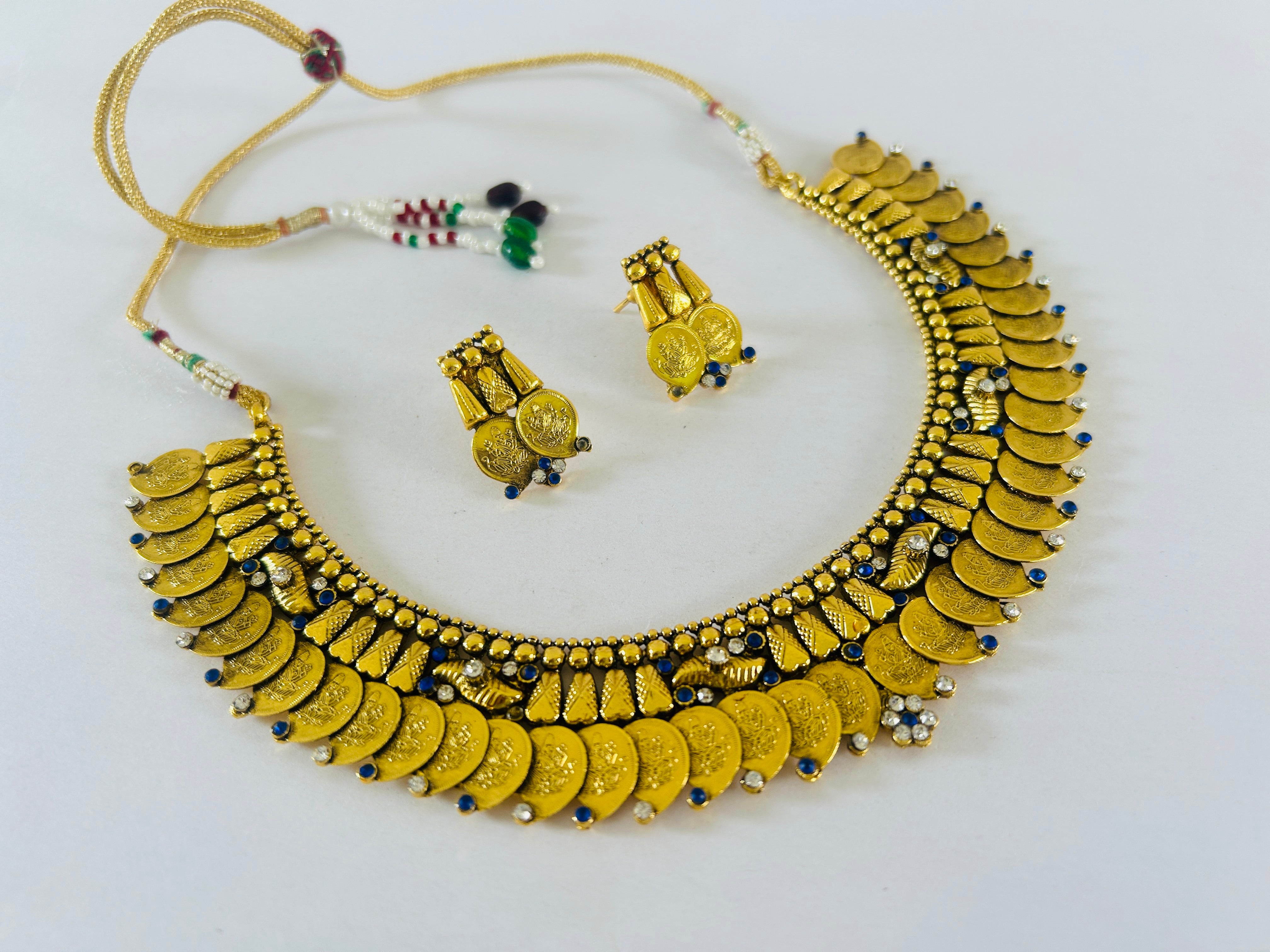 Temple Laxmi Coin Necklace Set