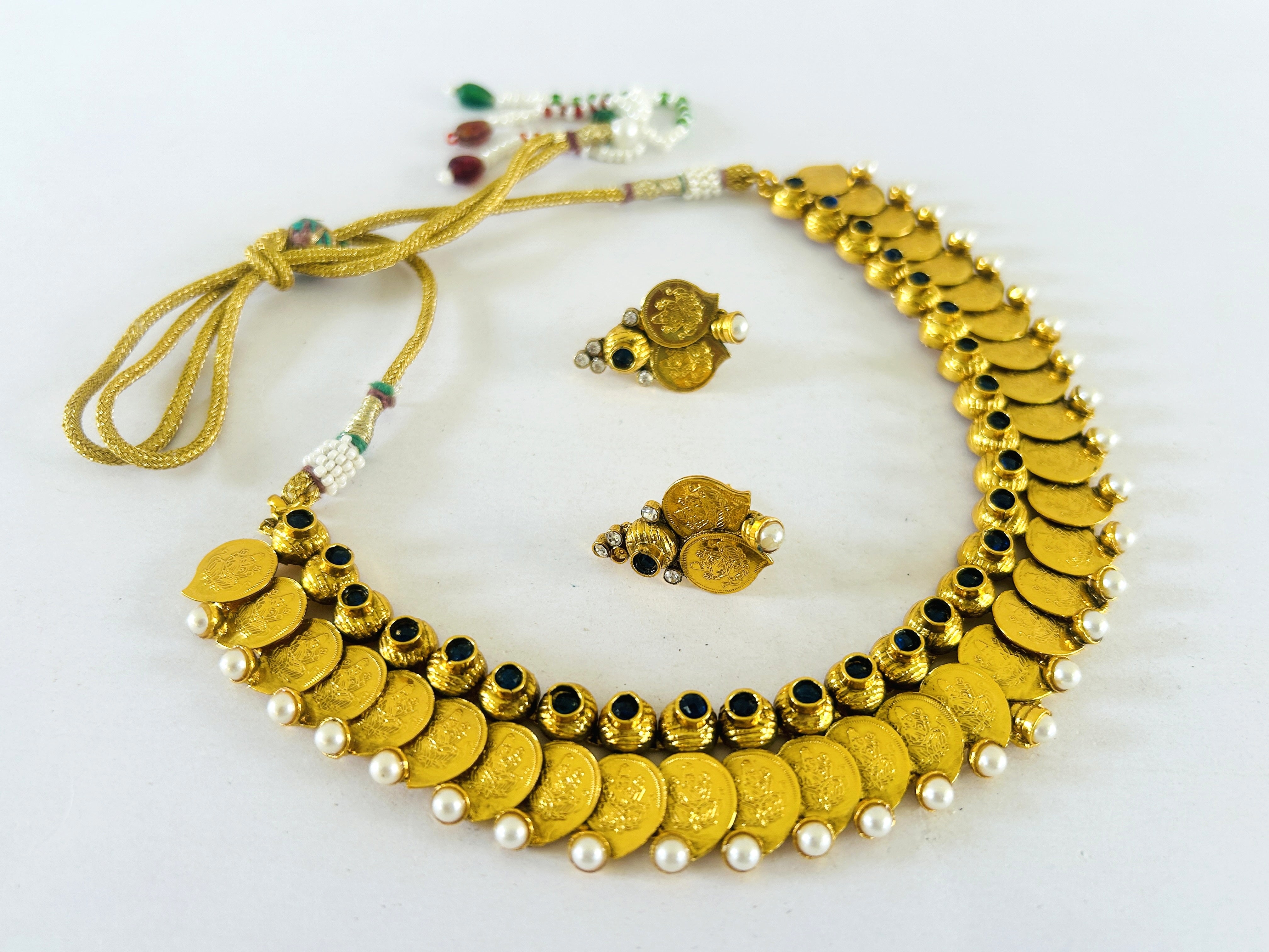 Temple Laxmi Coin Necklace Set