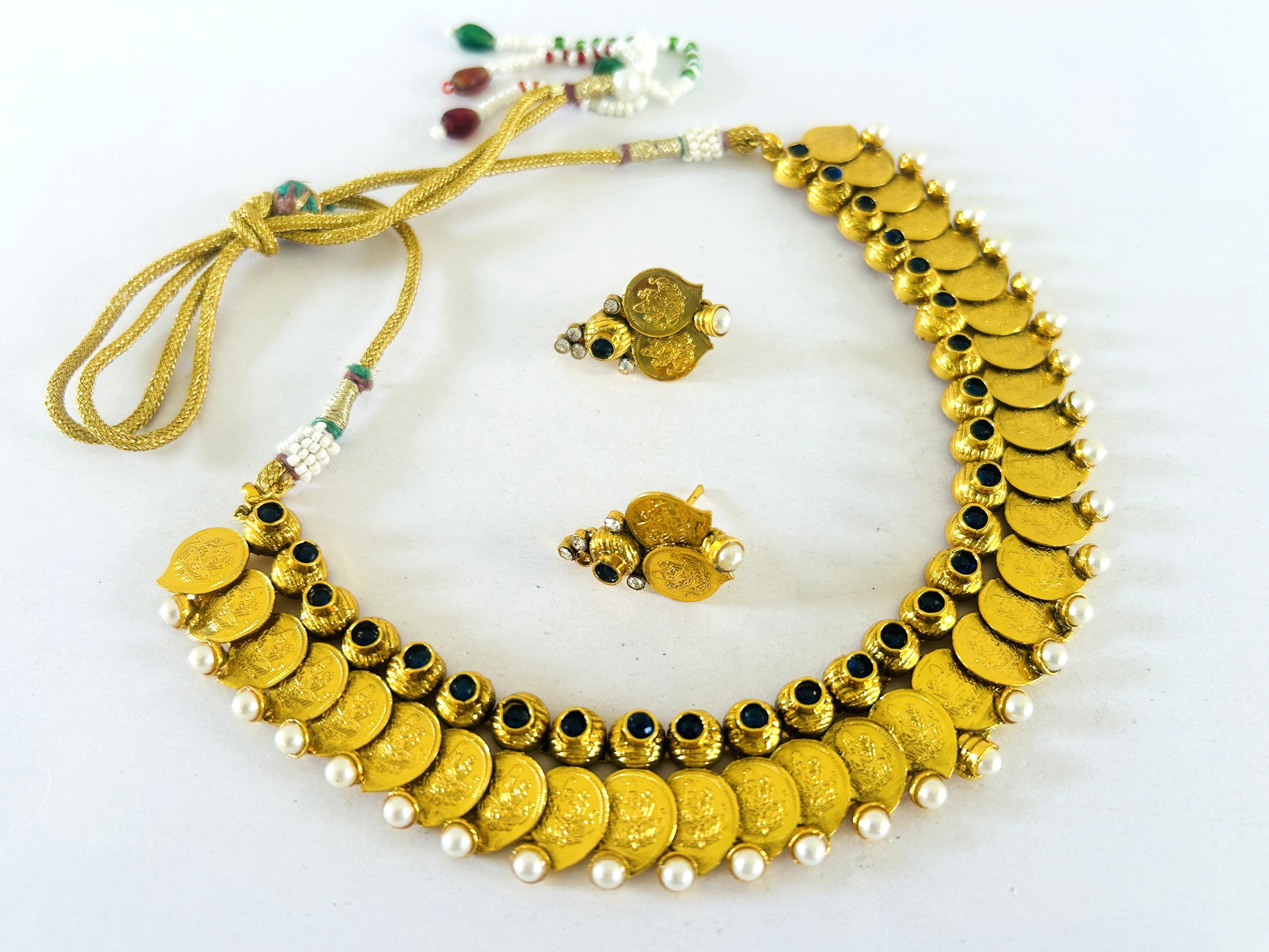 Temple Laxmi Coin Necklace Set