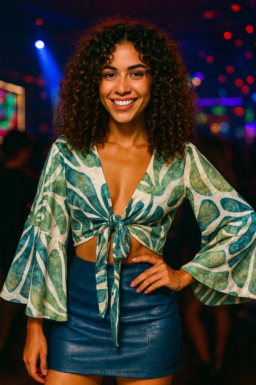 Stylish Silk Bell-Sleeve Tie Top Women