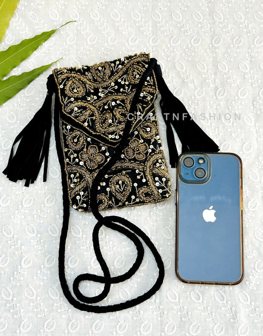 Boho Jute Phone Pouch Clutch