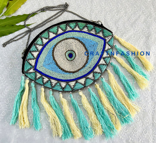 Boho Beaded Evil Eye Clutch