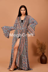 Gray Hippie Beach Wear Kimono