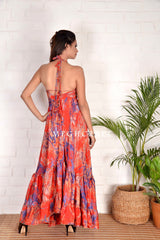 Vestido sari de seda vintage con efecto tie-dye