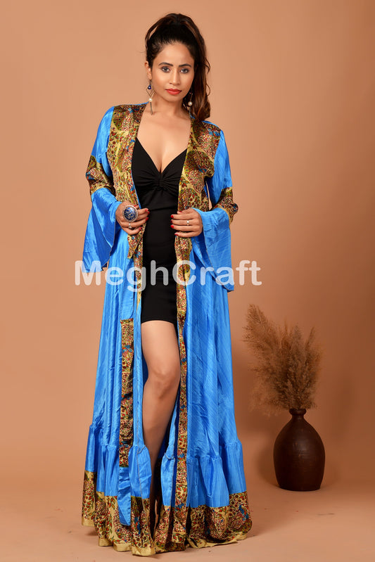 Silk Frilled Wrap Kimono