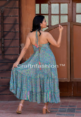 Vestido largo de seda boho hawaiano