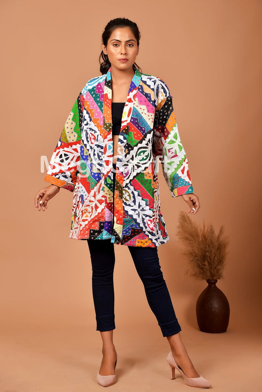 Veste avec appliques brodées Kantha