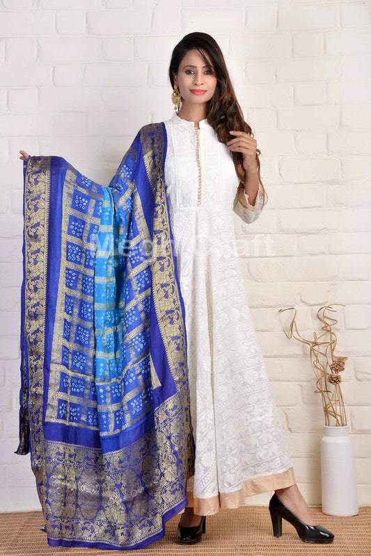 Blue Bandhej Dupatta