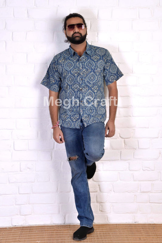 Camisa de hombre Kantha de algodón