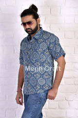 Camisa de hombre Kantha de algodón