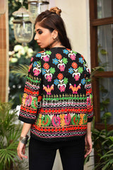 Chaqueta negra con bordado bohemio