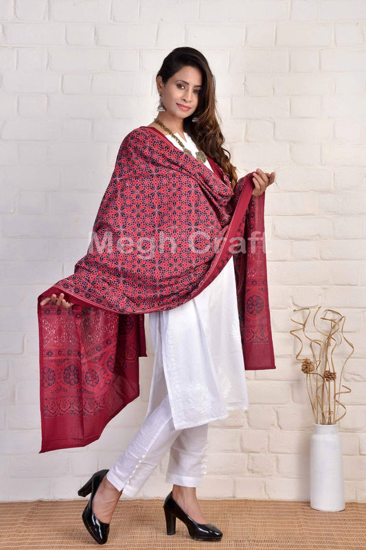 Kutch Ajrakh Block Print Dupatta