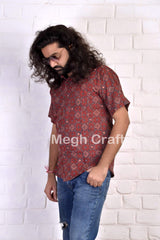 Camisa de algodón Kantha Stich para hombre