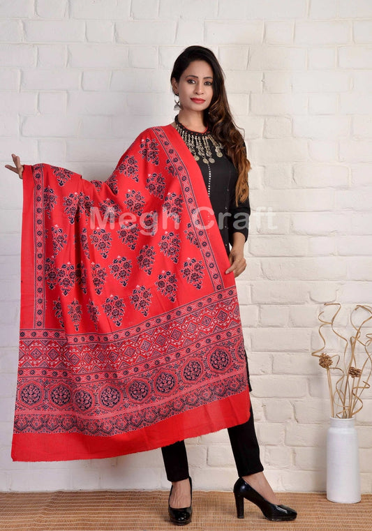 Dupatta impresa en bloque Ajrakh