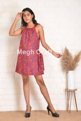 Paisley Indian Silk Short Dress