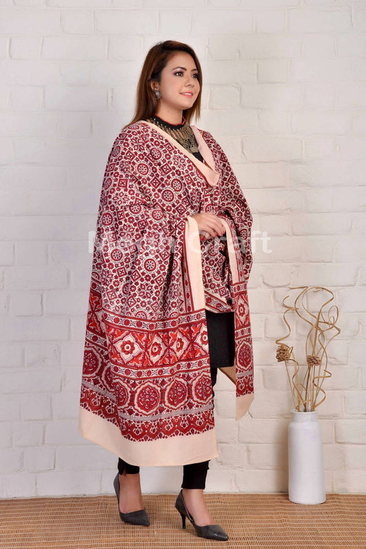 Block Printed Ajrakh Dupatta Stole