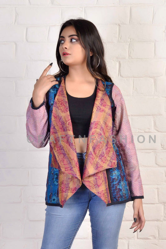 Boho Kantha Waist Coat Shrug