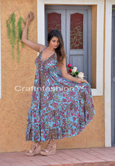 Paisley Bohemian Silk Maxi Dress