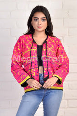 Chaqueta Kutch bordada a mano rosa