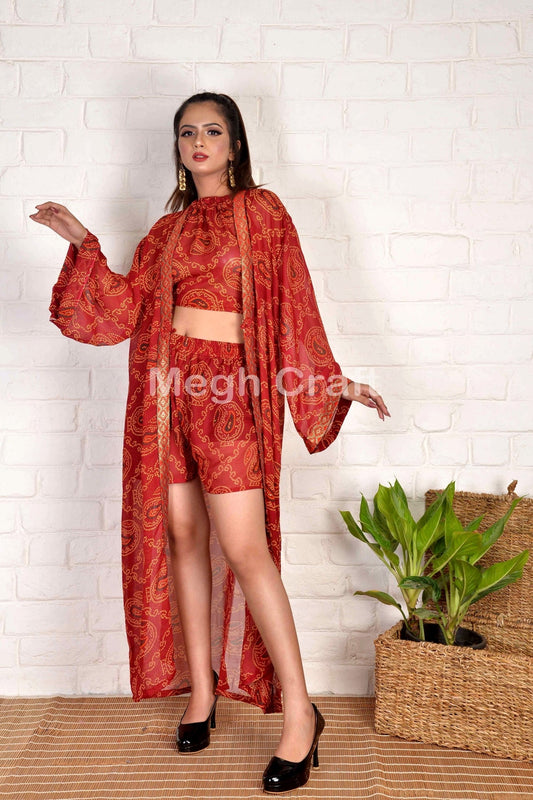 Bandhni Kimono Set