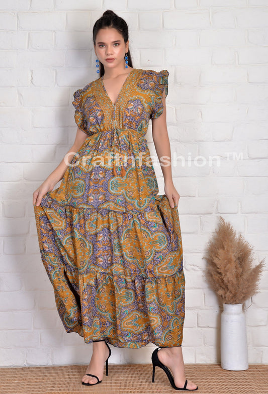 2023 Bohemian Silk Maxi Dress