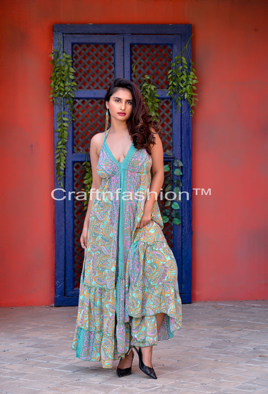 Women Bohemian Silk Dress