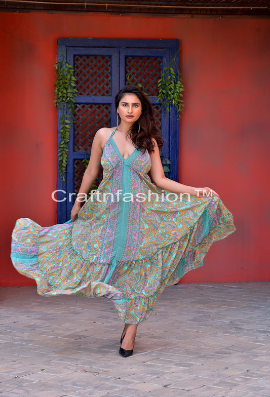 Women Bohemian Silk Dress