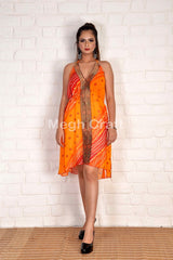 Robe longue Bandhni courte