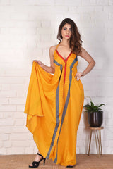 Robe fendue indienne en soie recyclée