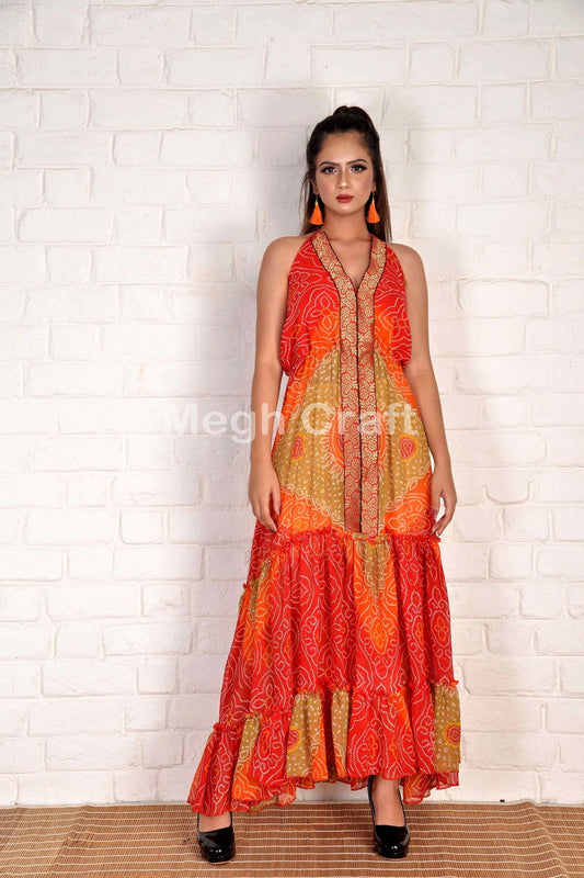 Boho Fashion Bandhej Dress