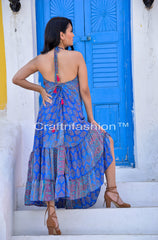 Vestido largo sexy con cuello halter bohemio