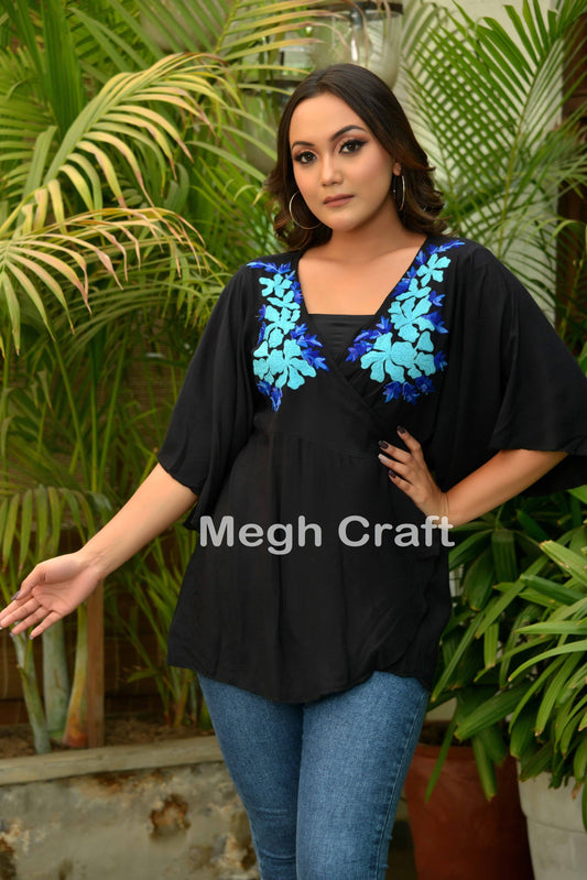 Designer Embroidered Wrap Top