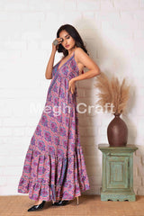 Purple Indian Silk Maxi Dress