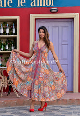 Robe longue en soie Mandala