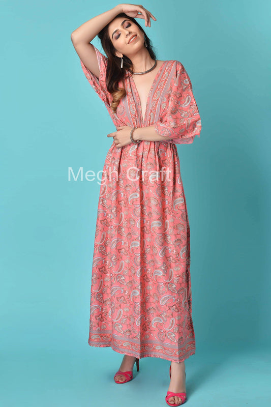 Women Boho Silk Slit Dress