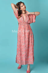 Robe fendue en soie style Boho pour femmes