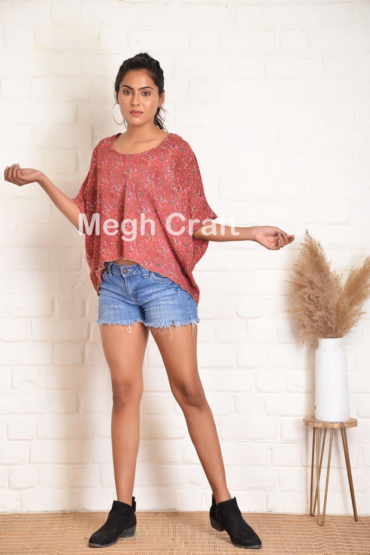 Boho Beach Wear Silk Cape Top