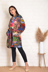 Kantha Patchwork Print Short Kimono