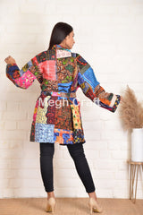 Kantha Patchwork Print Short Kimono