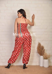 Silk Smocked Halter Jumpsuit