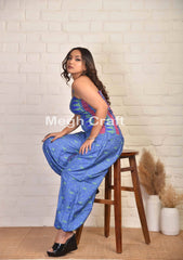 Blue Recycle Silk Jumpsuit