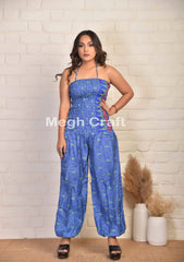 Blue Recycle Silk Jumpsuit