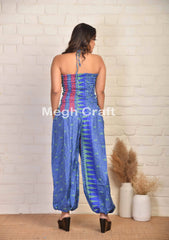 Blue Recycle Silk Jumpsuit