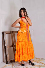 Bandhni Chiffon Halter Dress