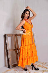 Bandhni Chiffon Halter Dress