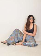 Blue Vector Print Palazzo Pant