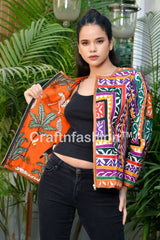 Bohemian Applique Work Bomber jacket