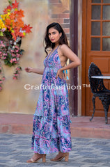 Vector Print Silk Maxi Dress